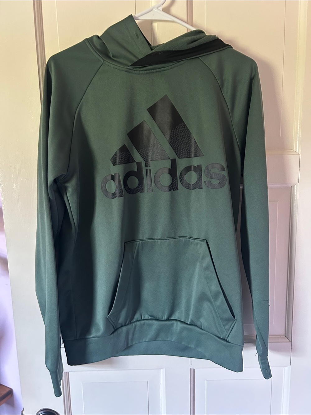 adidas Men's Dark Green Crewneck Hoodie with Black Logo